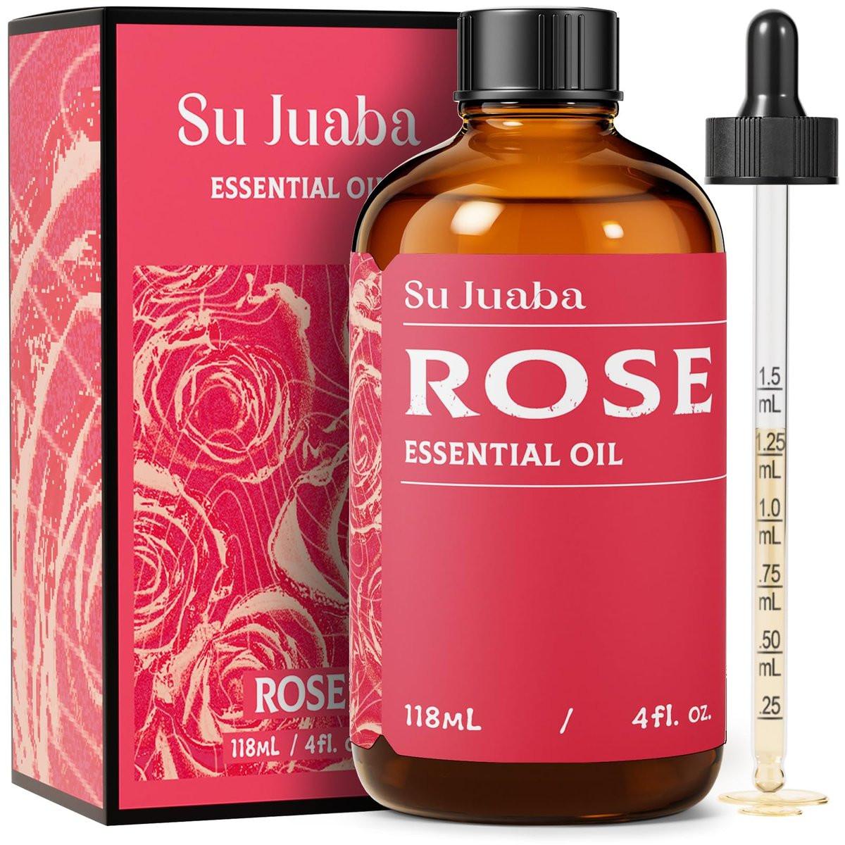 SU JUABA Rosenöl 118 ml – 100% reines Rosenöl für Gesicht, Haut, Haare, Diffuser & Aromatherapie