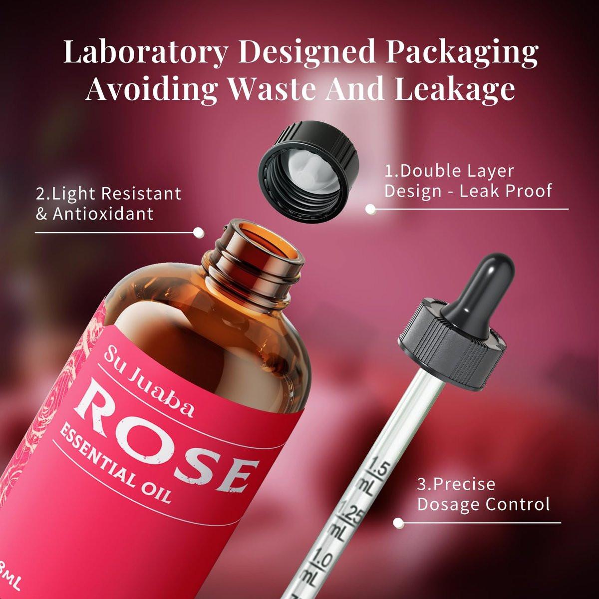 SU JUABA Rosenöl 118 ml – 100% reines Rosenöl für Gesicht, Haut, Haare, Diffuser & Aromatherapie