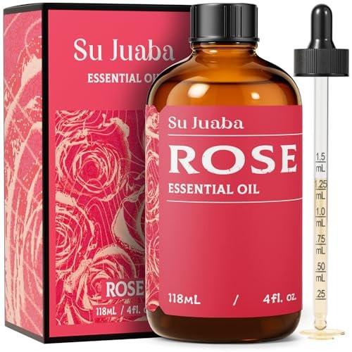 SU JUABA Rosenöl 118 ml – 100% reines Rosenöl für Gesicht, Haut, Haare, Diffuser & Aromatherapie