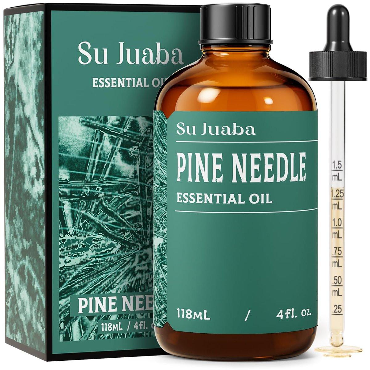 SU JUABA 118 ml Kiefern-Nadel-Ätherisches Öl, 100 % Natürlich, Aromatherapie-Öl für Diffuser, Haut, Haare, Kerzen- & Seifenherstellung