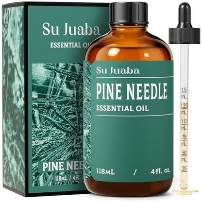 SU JUABA 118 ml Kiefern-Nadel-Ätherisches Öl, 100 % Natürlich, Aromatherapie-Öl für Diffuser, Haut, Haare, Kerzen- & Seifenherstellung