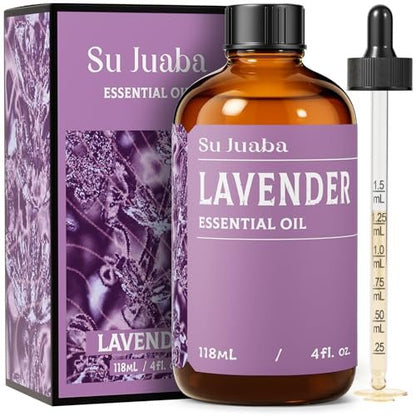 SU JUABA Lavendel Ätherisches Öl 118 ml – 100 % reines Naturöl für Diffuser, Hautpflege, Entspannung, Schlaf & Trocknerbälle