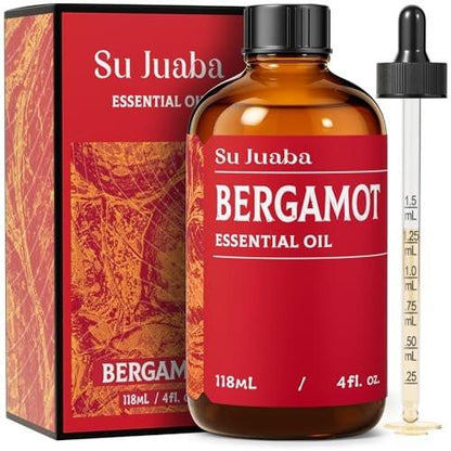 SU JUABA Bergamot-Öl 118 ml – 100% reines natürliches ätherisches Öl für Aromatherapie, Diffuser, Haut und Haare