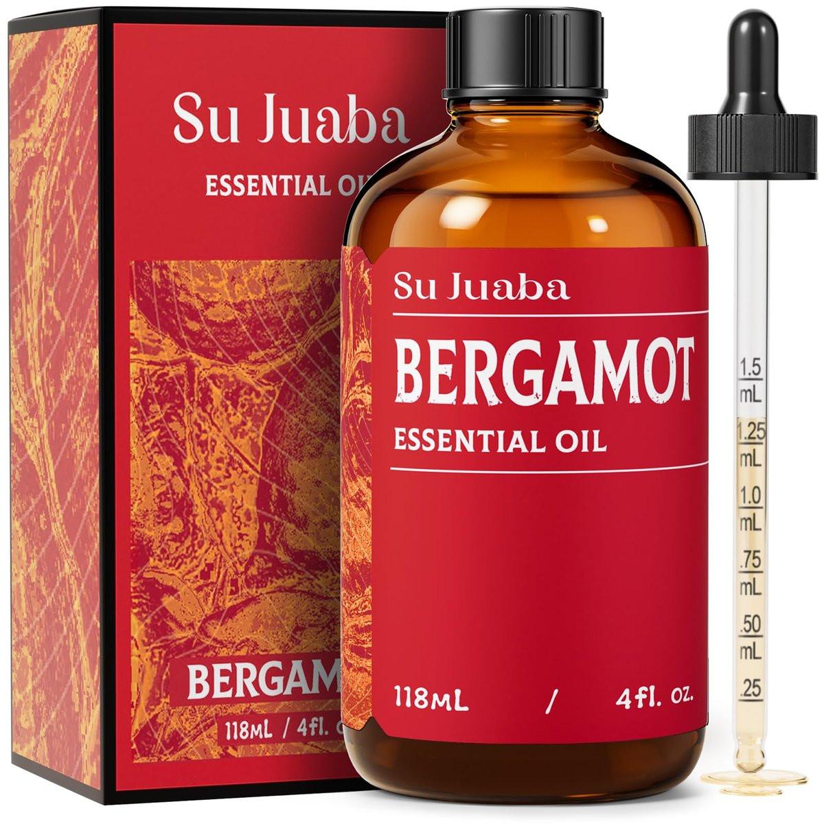 SU JUABA Bergamot-Öl 118 ml – 100% reines natürliches ätherisches Öl für Aromatherapie, Diffuser, Haut und Haare