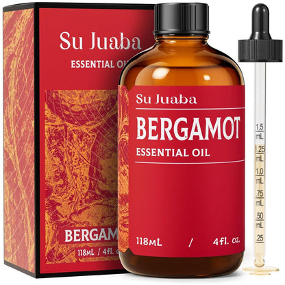 SU JUABA Bergamot-Öl 118 ml – 100% reines natürliches ätherisches Öl für Aromatherapie, Diffuser, Haut und Haare
