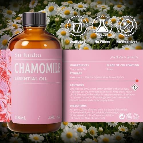 SU JUABA Kamillen Ätherisches Öl 118 ml – 100 % rein natürlich für Entspannung, Hautpflege, Massage, Schlaf & Aromatherapie