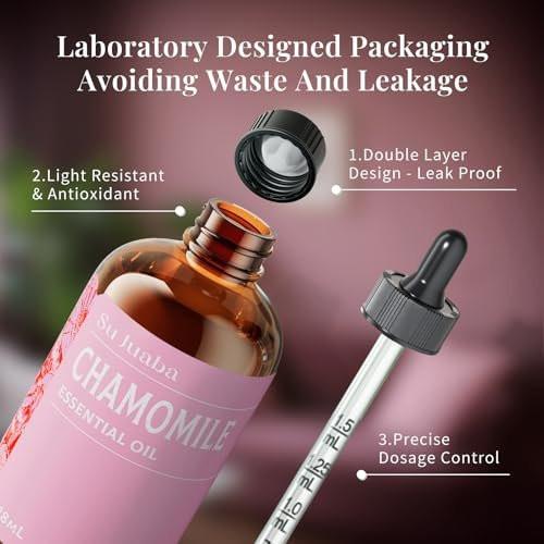 SU JUABA Kamillen Ätherisches Öl 118 ml – 100 % rein natürlich für Entspannung, Hautpflege, Massage, Schlaf & Aromatherapie