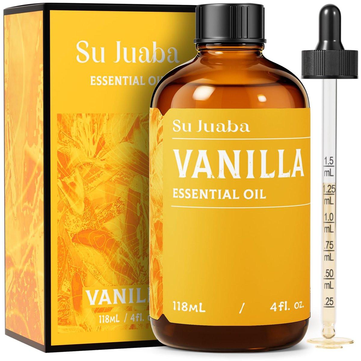 SU JUABA Vanille Ätherisches Öl 118 ml - 100% Natürliches Aromatherapieöl für Diffuser, Hautpflege, Duftkerzen und Seifenherstellung