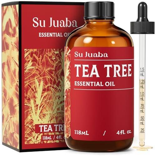 SU JUABA Teebaumöl 118 ml - 100% natürliches ätherisches Öl für Nägel, Haut, Gesicht, Haare und Shampoo