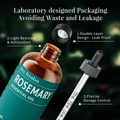SU JUABA 118 ml Rosmarinöl, 100% reines natürliches Aromatherapieöl für Haarwachstum, Haut und Kopfhautpflege