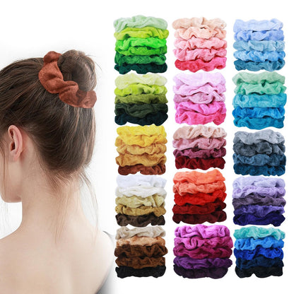 75er Set Samt-Haargummis für Frauen – Schadensfreie Haarbänder für dickes und dünnes Haar – Weiche Ponytail-Halter im Bulk – Geschenk für Mädchen