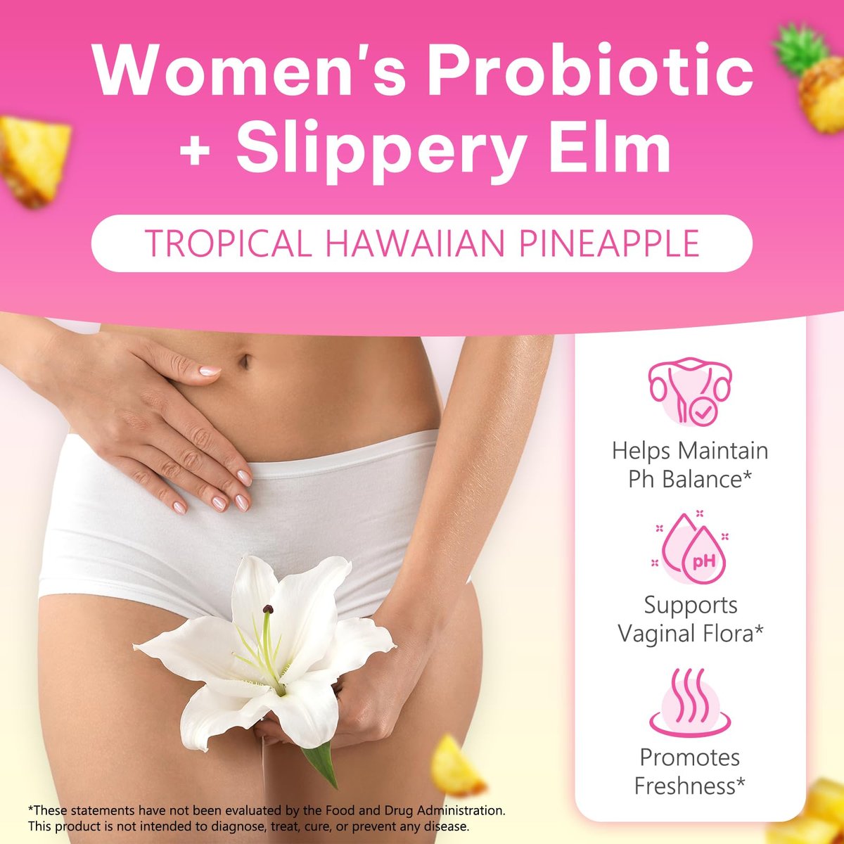 bnHUlMXw Weibliche Probiotika Gummibärchen – Vaginale Probiotika für Frauen – pH-Balance, gesunder Geruch, Immununterstützung – mit Ulmenrinde (60 Gummibärchen)