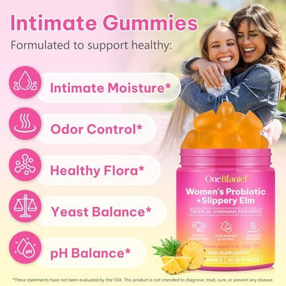 bnHUlMXw Weibliche Probiotika Gummibärchen – Vaginale Probiotika für Frauen – pH-Balance, gesunder Geruch, Immununterstützung – mit Ulmenrinde (60 Gummibärchen)