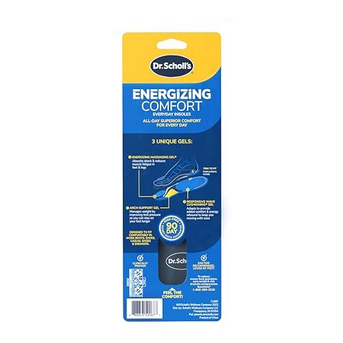Dr. Scholl’s Energizing Comfort Damen Einlegesohlen für den Alltag mit Massagegel – klinisch bestätigt, ganztägige Energie und Komfort, patentiertes Triple-Gel-Design, stoßdämpfend, Fußgewölbestütze: 2 Paar