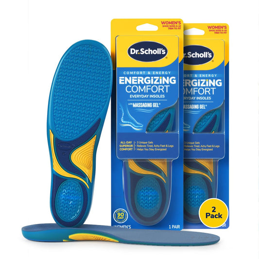 Dr. Scholl’s Energizing Comfort Damen Einlegesohlen für den Alltag mit Massagegel – klinisch bestätigt, ganztägige Energie und Komfort, patentiertes Triple-Gel-Design, stoßdämpfend, Fußgewölbestütze: 2 Paar