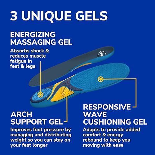Dr. Scholl’s Energizing Comfort Damen Einlegesohlen für den Alltag mit Massagegel – klinisch bestätigt, ganztägige Energie und Komfort, patentiertes Triple-Gel-Design, stoßdämpfend, Fußgewölbestütze: 2 Paar