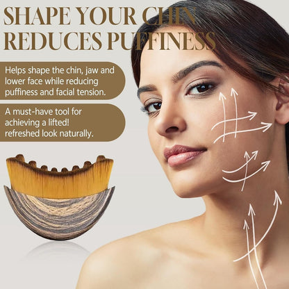 Lymphatische Kontur-Gesichtsbürste aus Holz – Trockenbürste für Gesichtslymphdrainage, Kiefer- und Kinnkonturierung, ergonomisches Design zur Entspannung und Formung