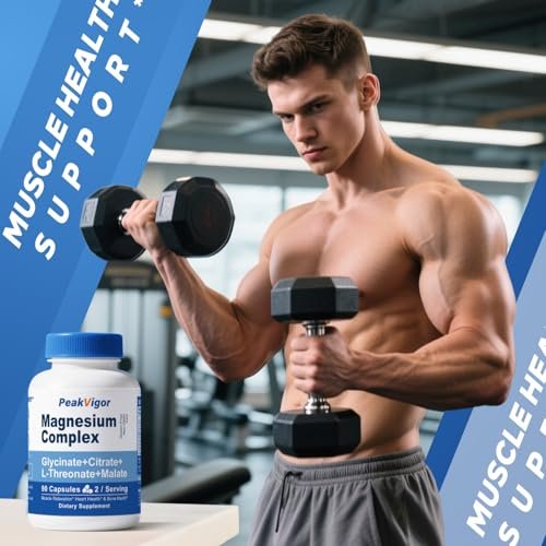 5-in-1 Magnesium Komplex mit Glycinat, Citrat, Malat & L-Threonat, 976 mg, Vitamin B6, hoch absorbierbar, glutenfrei, vegan, 90 Kapseln