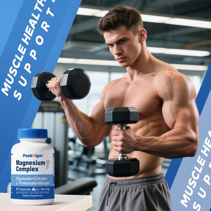 5-in-1 Magnesium Komplex mit Glycinat, Citrat, Malat & L-Threonat, 976 mg, Vitamin B6, hoch absorbierbar, glutenfrei, vegan, 90 Kapseln