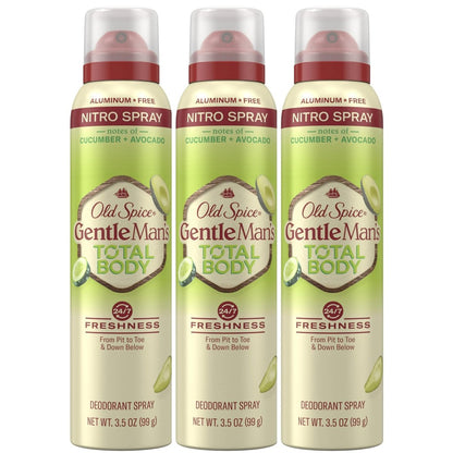 Old Spice Ganzkörper-Deodorant Spray für Männer, Aluminiumfrei, Gurke + Avocado Duft, 24/7 Geruchsschutz, 24/7 anhaltende Frische, sicher für den ganzen Körper, 3,5 oz (3er-Pack)