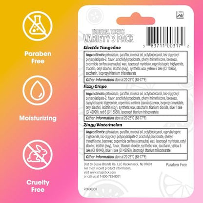 ChapStick Lippenpflege Tropical Treats Kollektion (9 Sticks) – Electric Tangerine, Fizzy Grape & Zingy Watermelon Lippenbalsam, je 0,15 Unzen