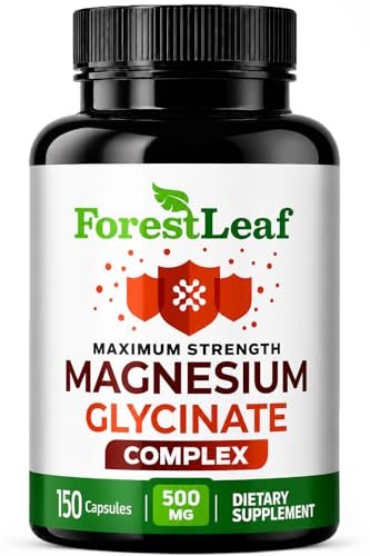 Magnesiumglycinat 500mg Komplex – Magnesium Kapseln für Schlaf & Ruhe – Nicht-GVO, 3rd Party getestet – 150 Kapseln für Frauen & Männer von ForestLeaf