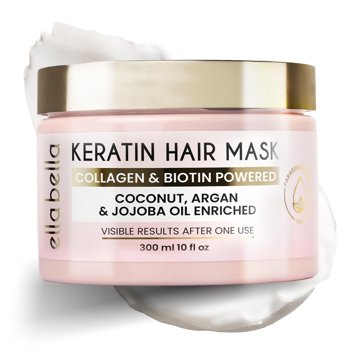 ELLA BELLA® Keratin Haarmaske – Tiefenwirksame Haarkur & Haarreparaturmaske für trockenes, geschädigtes, lockiges und coloriertes Haar – Feuchtigkeitsspendender Deep Conditioner für Geschmeidigkeit, Glanz & Wachstum
