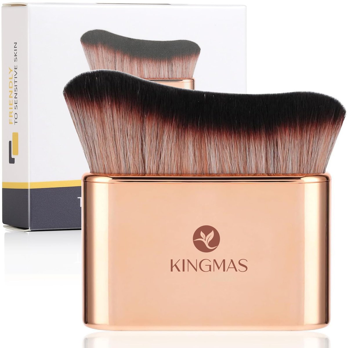 KINGMAS Selbstbräuner-Pinsel – Kabuki Körper-Make-up-Pinsel, weicher veganer Bräunungspinsel für Foundation, Bronzer, Selbstbräuner-Rückenapplikator, Körper- und Gesichts-Mischpinsel