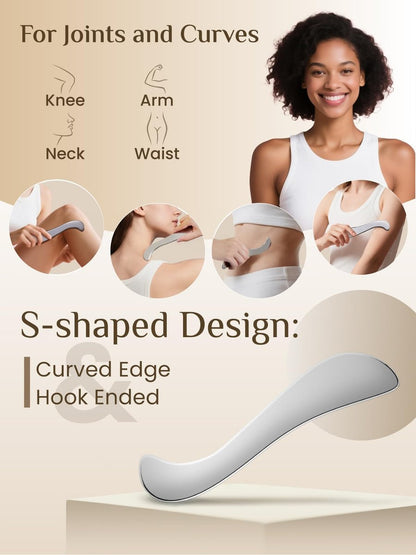 Rena Chris Muskel-Scraper-Werkzeug-Set – Edelstahl Gua Sha für Physiotherapie & Tiefengewebsmassage, Körper-Gua-Sha-Werkzeuge mit Reiseetui (2-teiliges Set)