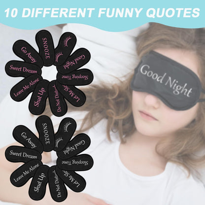 20er-Pack Lustige Schlafmasken mit verstellbarem Riemen – Kuschelige Blackout-Augenmasken für Damen, Herren, Erwachsene – Perfekt für Pyjama-Partys, Schlafzimmer & Spa (Cute Black)