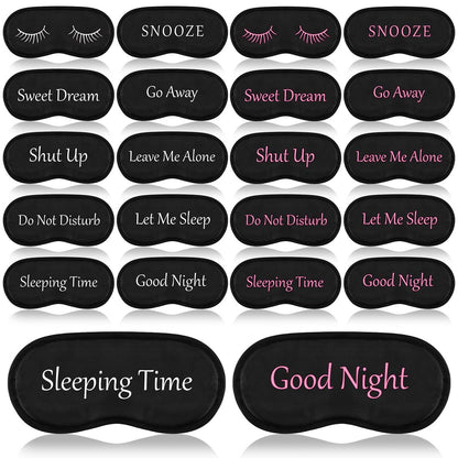 20er-Pack Lustige Schlafmasken mit verstellbarem Riemen – Kuschelige Blackout-Augenmasken für Damen, Herren, Erwachsene – Perfekt für Pyjama-Partys, Schlafzimmer & Spa (Cute Black)
