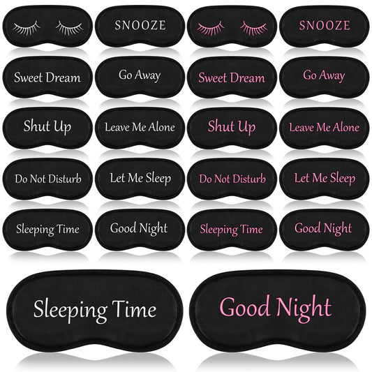 20er-Pack Lustige Schlafmasken mit verstellbarem Riemen – Kuschelige Blackout-Augenmasken für Damen, Herren, Erwachsene – Perfekt für Pyjama-Partys, Schlafzimmer & Spa (Cute Black)