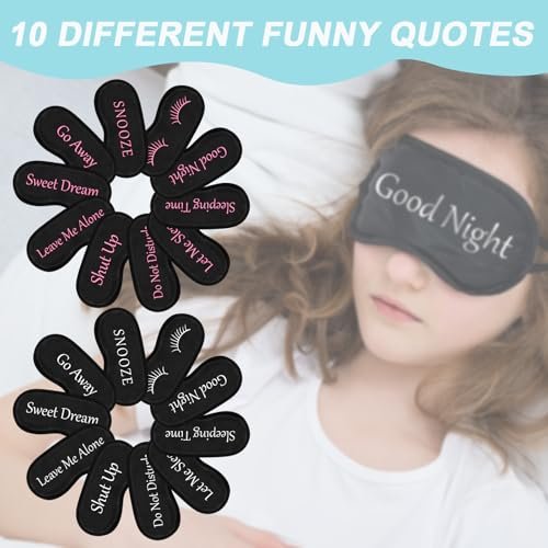 20er-Pack Lustige Schlafmasken mit verstellbarem Riemen – Kuschelige Blackout-Augenmasken für Damen, Herren, Erwachsene – Perfekt für Pyjama-Partys, Schlafzimmer & Spa (Cute Black)