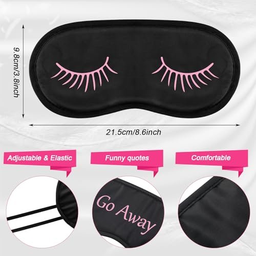 20er-Pack Lustige Schlafmasken mit verstellbarem Riemen – Kuschelige Blackout-Augenmasken für Damen, Herren, Erwachsene – Perfekt für Pyjama-Partys, Schlafzimmer & Spa (Cute Black)