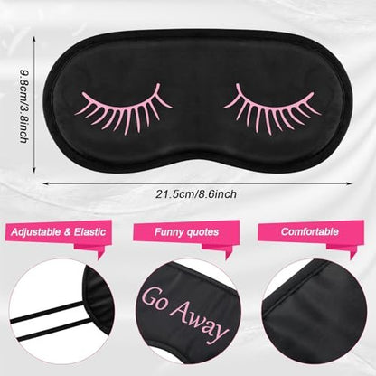 20er-Pack Lustige Schlafmasken mit verstellbarem Riemen – Kuschelige Blackout-Augenmasken für Damen, Herren, Erwachsene – Perfekt für Pyjama-Partys, Schlafzimmer & Spa (Cute Black)