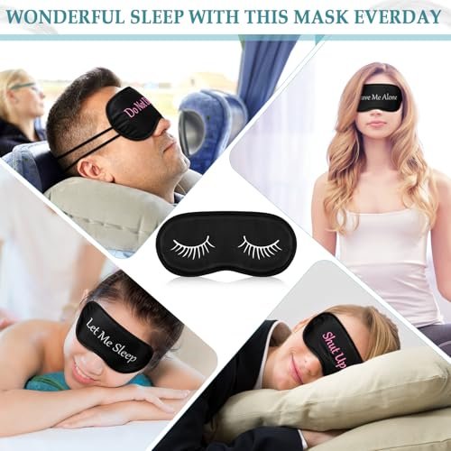 20er-Pack Lustige Schlafmasken mit verstellbarem Riemen – Kuschelige Blackout-Augenmasken für Damen, Herren, Erwachsene – Perfekt für Pyjama-Partys, Schlafzimmer & Spa (Cute Black)