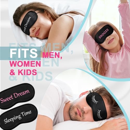 20er-Pack Lustige Schlafmasken mit verstellbarem Riemen – Kuschelige Blackout-Augenmasken für Damen, Herren, Erwachsene – Perfekt für Pyjama-Partys, Schlafzimmer & Spa (Cute Black)
