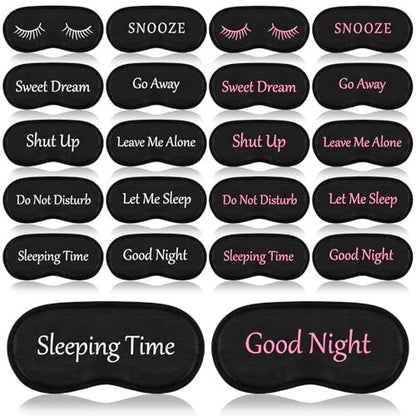 20er-Pack Lustige Schlafmasken mit verstellbarem Riemen – Kuschelige Blackout-Augenmasken für Damen, Herren, Erwachsene – Perfekt für Pyjama-Partys, Schlafzimmer & Spa (Cute Black)