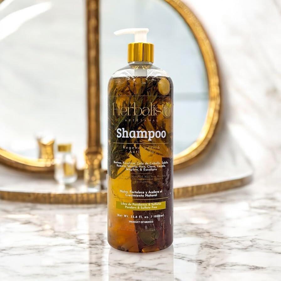 HERBALISTA Virales Kräuter-Shampoo 1000ml – Mit Rosmarin, Zimt, Anis, Nelke, Aloe, Ingwer & Eukalyptus – Stärkt, Regeneriert, Beschleunigt Haarwachstum – 100% Natürlich & Handgefertigt