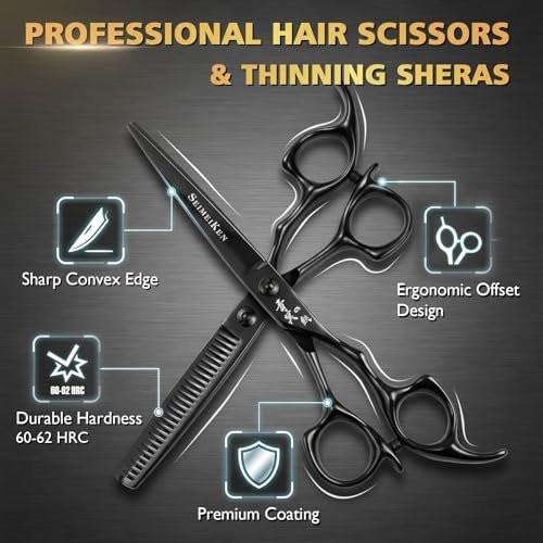 SEIMEIKEN Haarschere und Effilierschere 6,0 Zoll – Professionelle Friseurschere aus japanischem 440C-Edelstahl mit Konvexklinge für ultra-scharfe, saubere Schnitte – für Salon und Zuhause