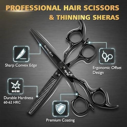 SEIMEIKEN Haarschere und Effilierschere 6,0 Zoll – Professionelle Friseurschere aus japanischem 440C-Edelstahl mit Konvexklinge für ultra-scharfe, saubere Schnitte – für Salon und Zuhause