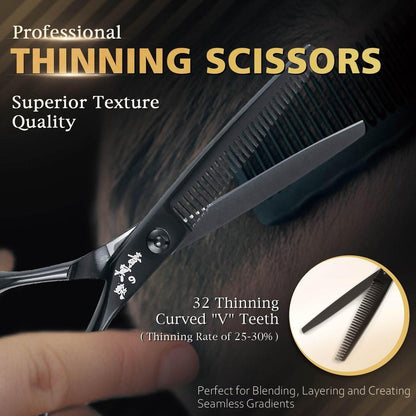 SEIMEIKEN Haarschere und Effilierschere 6,0 Zoll – Professionelle Friseurschere aus japanischem 440C-Edelstahl mit Konvexklinge für ultra-scharfe, saubere Schnitte – für Salon und Zuhause