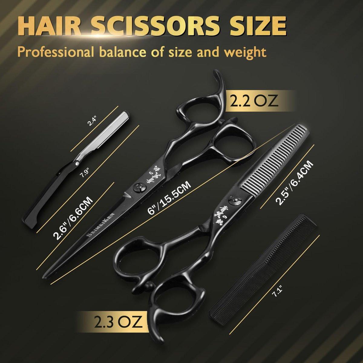 SEIMEIKEN Haarschere und Effilierschere 6,0 Zoll – Professionelle Friseurschere aus japanischem 440C-Edelstahl mit Konvexklinge für ultra-scharfe, saubere Schnitte – für Salon und Zuhause