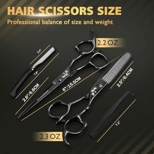 SEIMEIKEN Haarschere und Effilierschere 6,0 Zoll – Professionelle Friseurschere aus japanischem 440C-Edelstahl mit Konvexklinge für ultra-scharfe, saubere Schnitte – für Salon und Zuhause