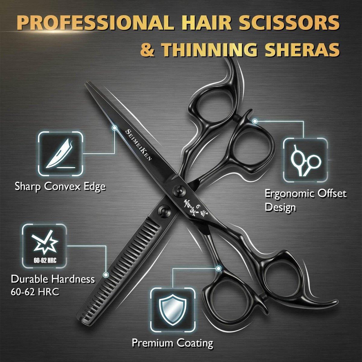 SEIMEIKEN Haarschere und Effilierschere 6,0 Zoll – Professionelle Friseurschere aus japanischem 440C-Edelstahl mit Konvexklinge für ultra-scharfe, saubere Schnitte – für Salon und Zuhause