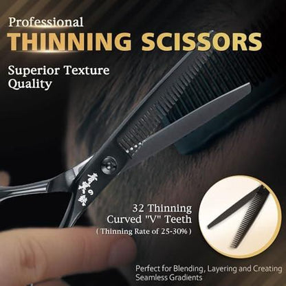 SEIMEIKEN Haarschere und Effilierschere 6,0 Zoll – Professionelle Friseurschere aus japanischem 440C-Edelstahl mit Konvexklinge für ultra-scharfe, saubere Schnitte – für Salon und Zuhause