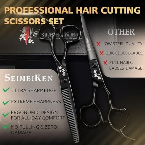 SEIMEIKEN Haarschere und Effilierschere 6,0 Zoll – Professionelle Friseurschere aus japanischem 440C-Edelstahl mit Konvexklinge für ultra-scharfe, saubere Schnitte – für Salon und Zuhause