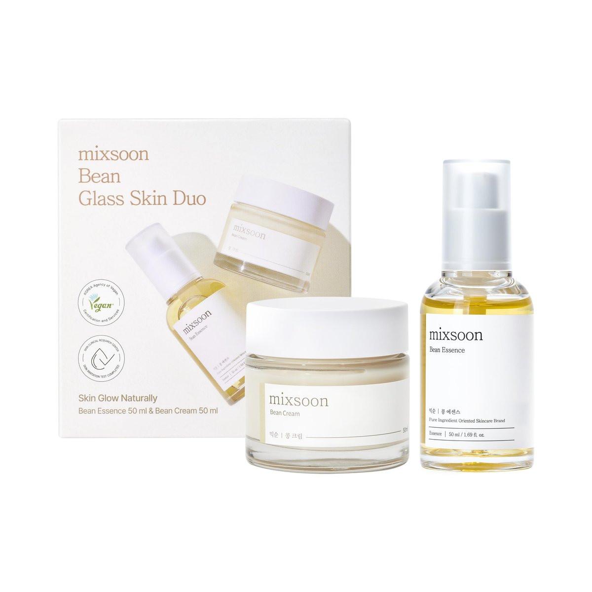 mixsoon Bean Glass Skin Duo – Fermentierte Bohnen-Gesichtspflege: Essenz 50ml + Creme 50ml für Koreanische Glass Skin