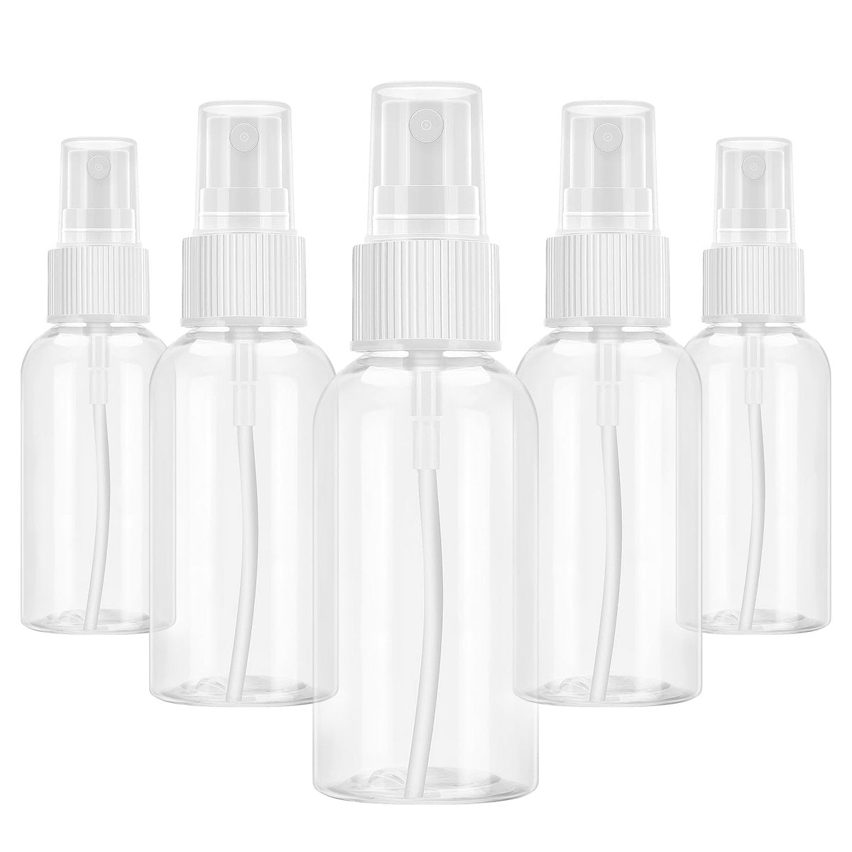Xfbaozxy 5er-Pack Sprühflasche, 50 ml kleine Sprühflasche, Feinsprüh-Nachfüllflaschen, wiederverwendbare Mini-Reiseflaschen aus Kunststoff für Flüssigkosmetik und Reinigung