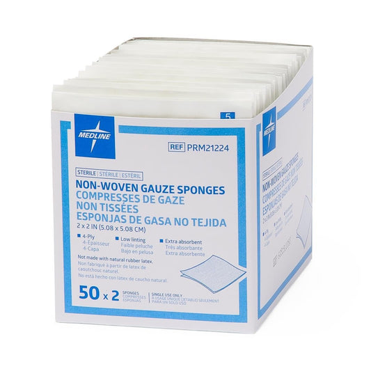 Medline Sterile Mullkompresse, 4-lagig, 5 x 5 cm, 2 Stück